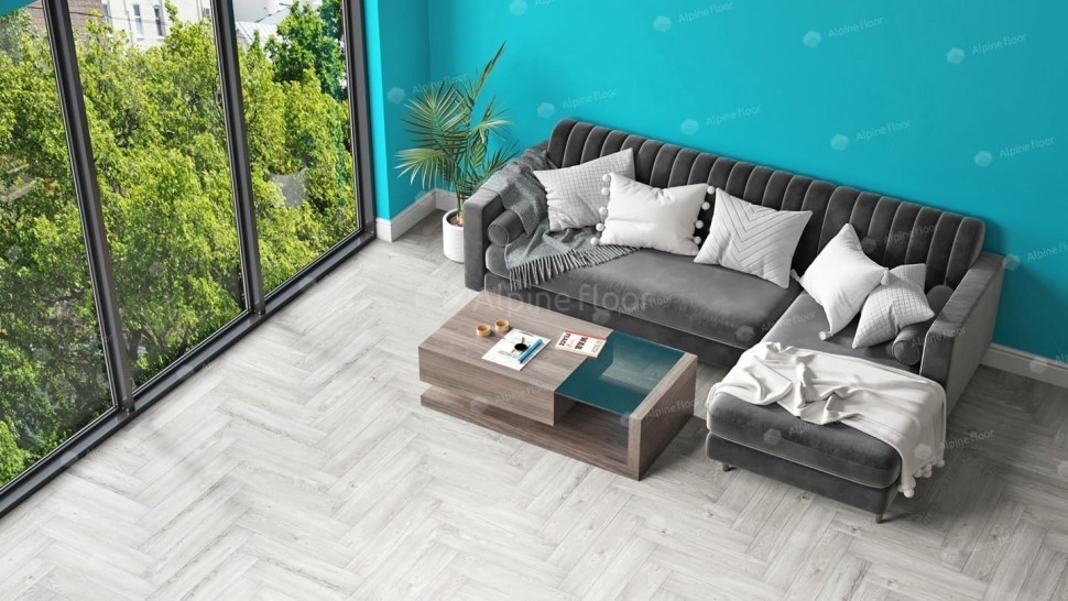 Виниловая плитка "Alpine Floor" Parquet LVT Снежный (590*118*2,5 мм) — купить в Екатеринбурге