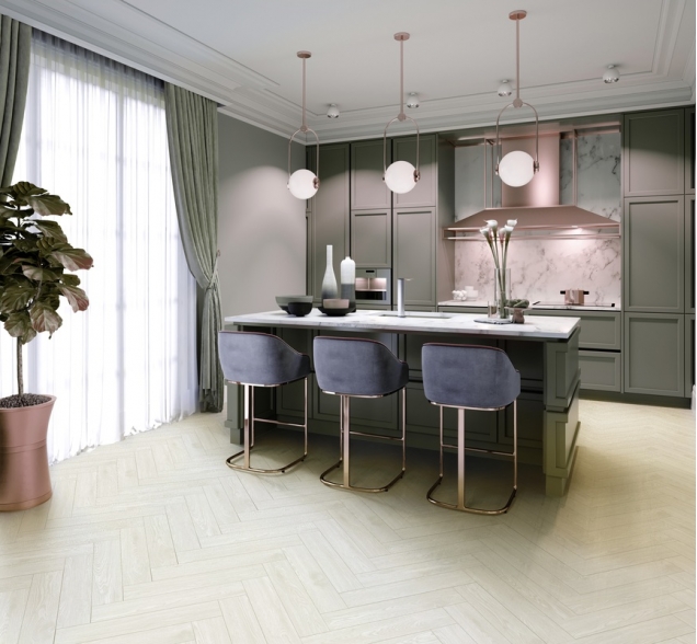 Виниловый ламинат SPC "Cronafloor" Herringbone Дуб Нант (640*128*4,5 мм) — купить в Екатеринбурге