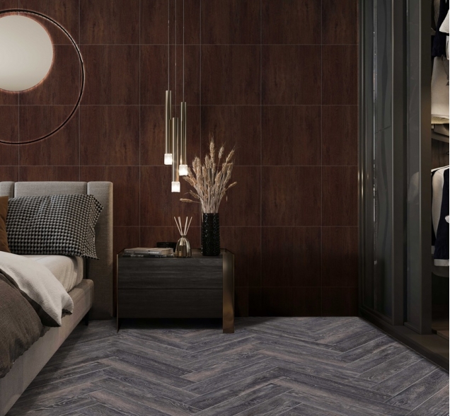 Виниловый ламинат SPC "Cronafloor" Herringbone Дуб Бордо (640*128*4,5 мм) — купить в Екатеринбурге