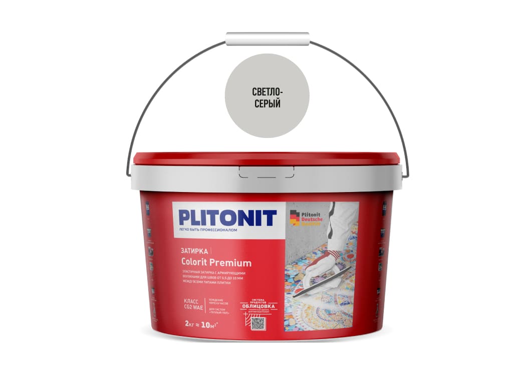 Картинка Затирка для швов Plitonit Colorit Premium биоцидная, светло-серая (2 кг)